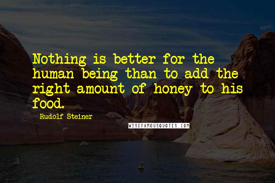 Rudolf Steiner Quotes: Nothing is better for the human being than to add the right amount of honey to his food.