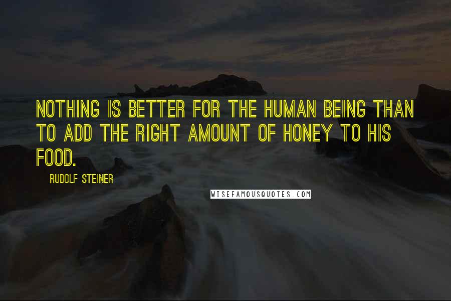 Rudolf Steiner Quotes: Nothing is better for the human being than to add the right amount of honey to his food.