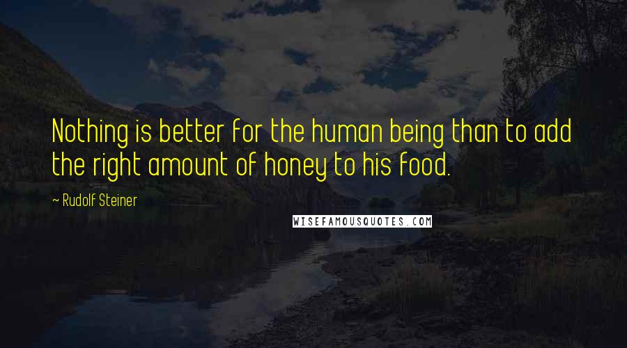 Rudolf Steiner Quotes: Nothing is better for the human being than to add the right amount of honey to his food.