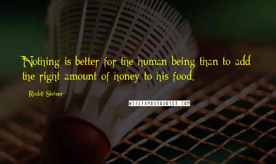 Rudolf Steiner Quotes: Nothing is better for the human being than to add the right amount of honey to his food.