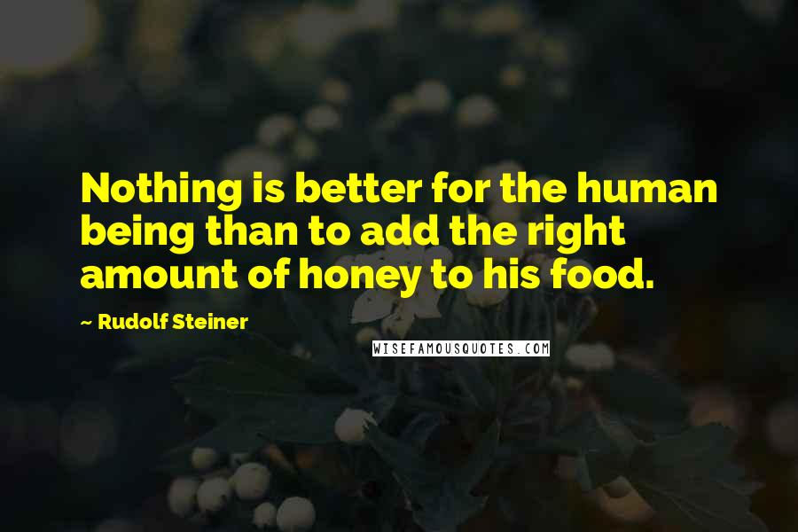 Rudolf Steiner Quotes: Nothing is better for the human being than to add the right amount of honey to his food.