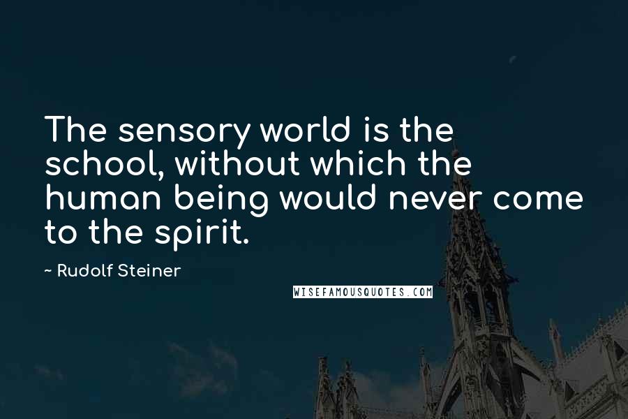 Rudolf Steiner Quotes: The sensory world is the school, without which the human being would never come to the spirit.
