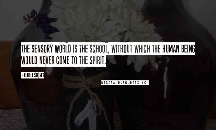 Rudolf Steiner Quotes: The sensory world is the school, without which the human being would never come to the spirit.