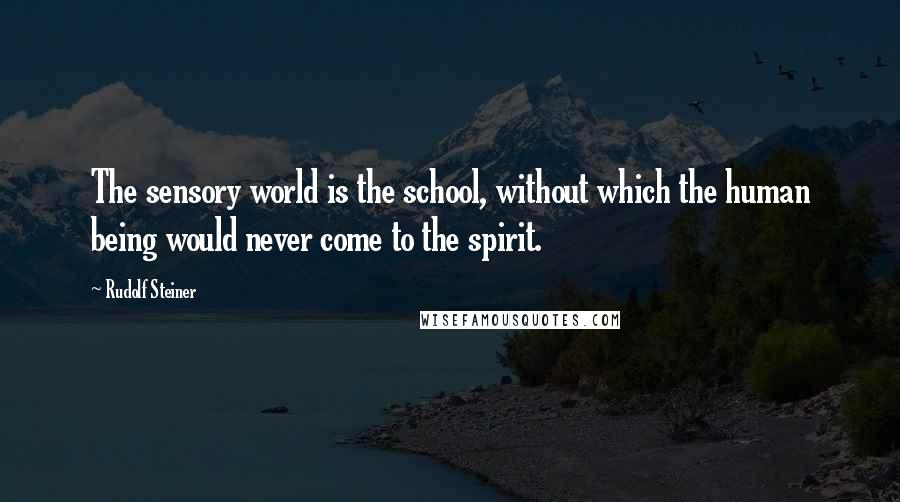 Rudolf Steiner Quotes: The sensory world is the school, without which the human being would never come to the spirit.