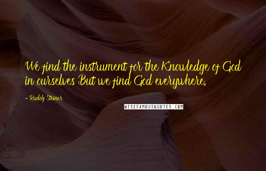 Rudolf Steiner Quotes: We find the instrument for the Knowledge of God in ourselves But we find God everywhere.