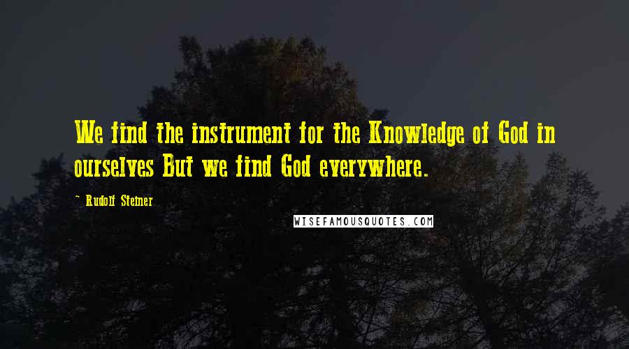 Rudolf Steiner Quotes: We find the instrument for the Knowledge of God in ourselves But we find God everywhere.