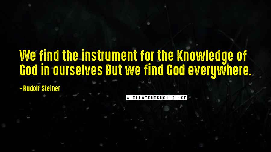 Rudolf Steiner Quotes: We find the instrument for the Knowledge of God in ourselves But we find God everywhere.