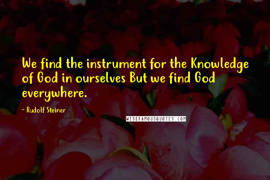 Rudolf Steiner Quotes: We find the instrument for the Knowledge of God in ourselves But we find God everywhere.