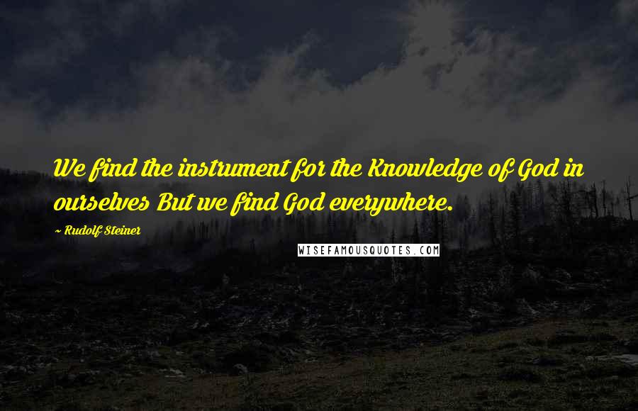 Rudolf Steiner Quotes: We find the instrument for the Knowledge of God in ourselves But we find God everywhere.