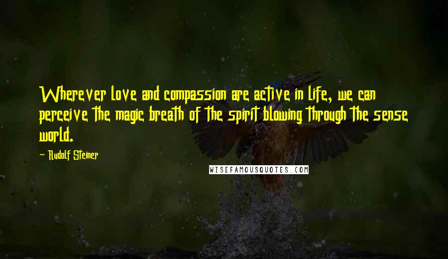 Rudolf Steiner Quotes: Wherever love and compassion are active in life, we can perceive the magic breath of the spirit blowing through the sense world.