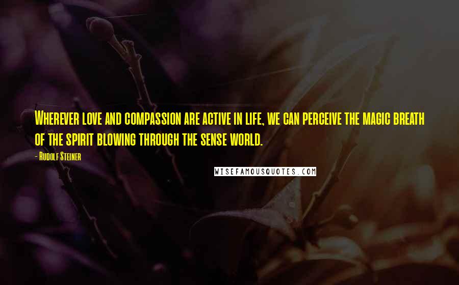 Rudolf Steiner Quotes: Wherever love and compassion are active in life, we can perceive the magic breath of the spirit blowing through the sense world.