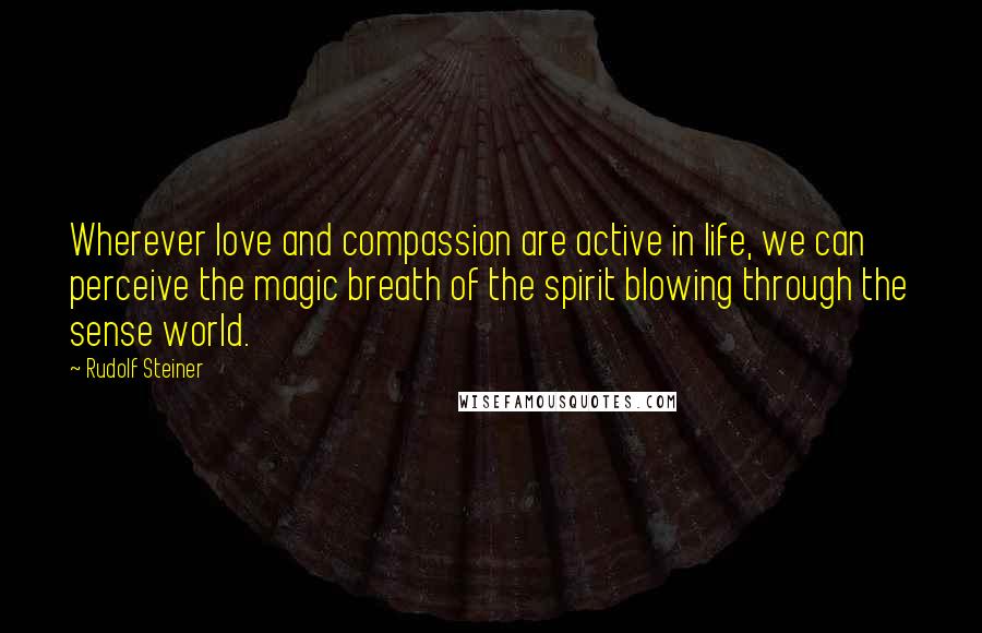 Rudolf Steiner Quotes: Wherever love and compassion are active in life, we can perceive the magic breath of the spirit blowing through the sense world.