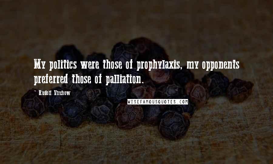 Rudolf Virchow Quotes: My politics were those of prophylaxis, my opponents preferred those of palliation.