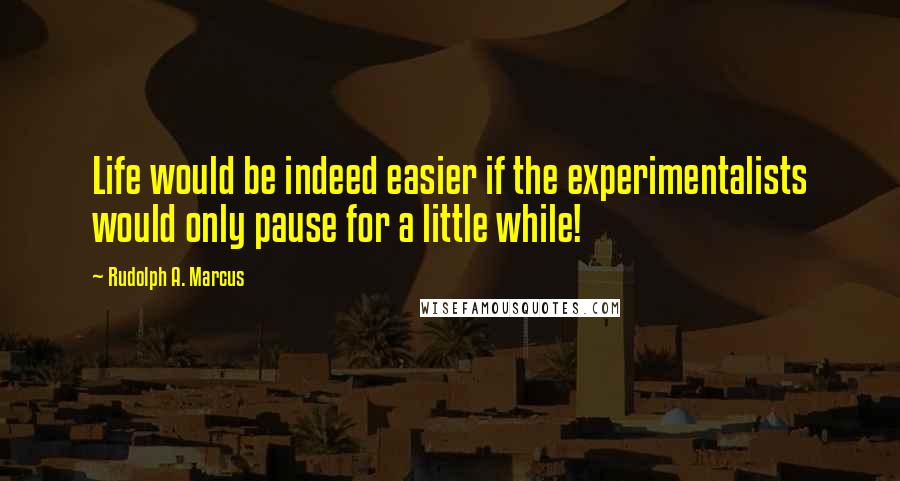 Rudolph A. Marcus Quotes: Life would be indeed easier if the experimentalists would only pause for a little while!