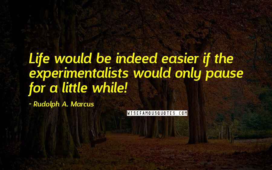 Rudolph A. Marcus Quotes: Life would be indeed easier if the experimentalists would only pause for a little while!