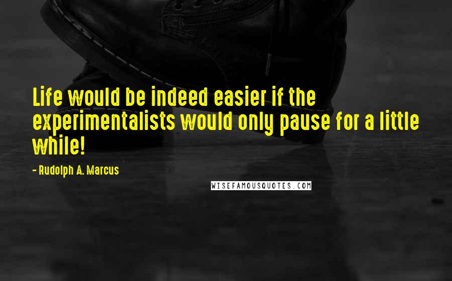 Rudolph A. Marcus Quotes: Life would be indeed easier if the experimentalists would only pause for a little while!