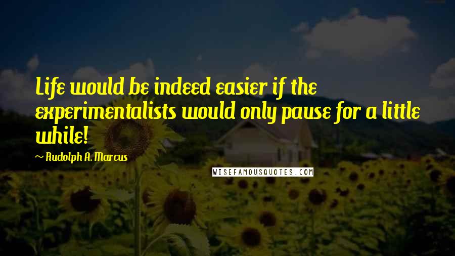 Rudolph A. Marcus Quotes: Life would be indeed easier if the experimentalists would only pause for a little while!