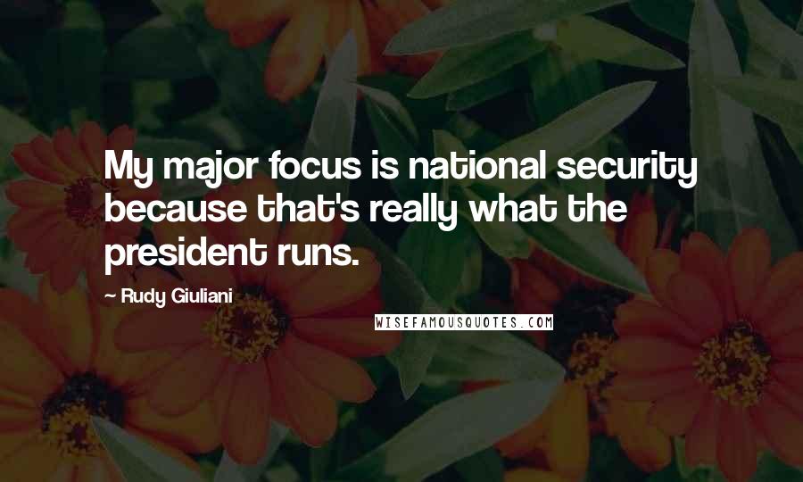 Rudy Giuliani Quotes: My major focus is national security because that's really what the president runs.