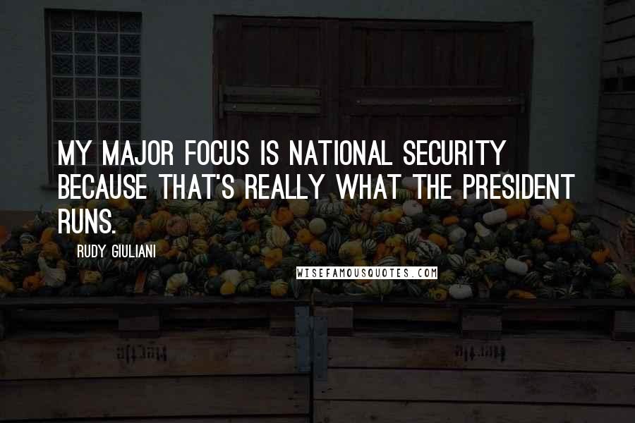 Rudy Giuliani Quotes: My major focus is national security because that's really what the president runs.