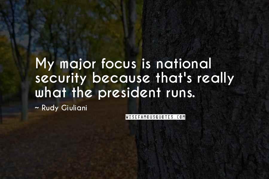 Rudy Giuliani Quotes: My major focus is national security because that's really what the president runs.