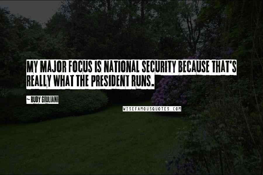 Rudy Giuliani Quotes: My major focus is national security because that's really what the president runs.