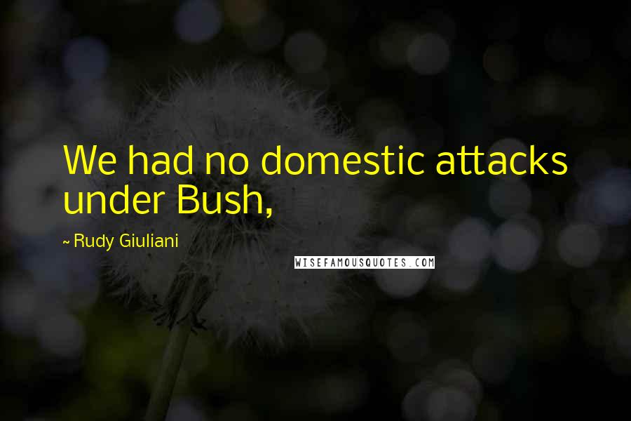 Rudy Giuliani Quotes: We had no domestic attacks under Bush,