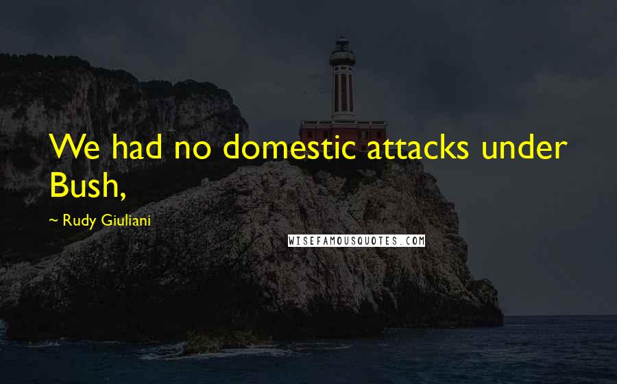 Rudy Giuliani Quotes: We had no domestic attacks under Bush,