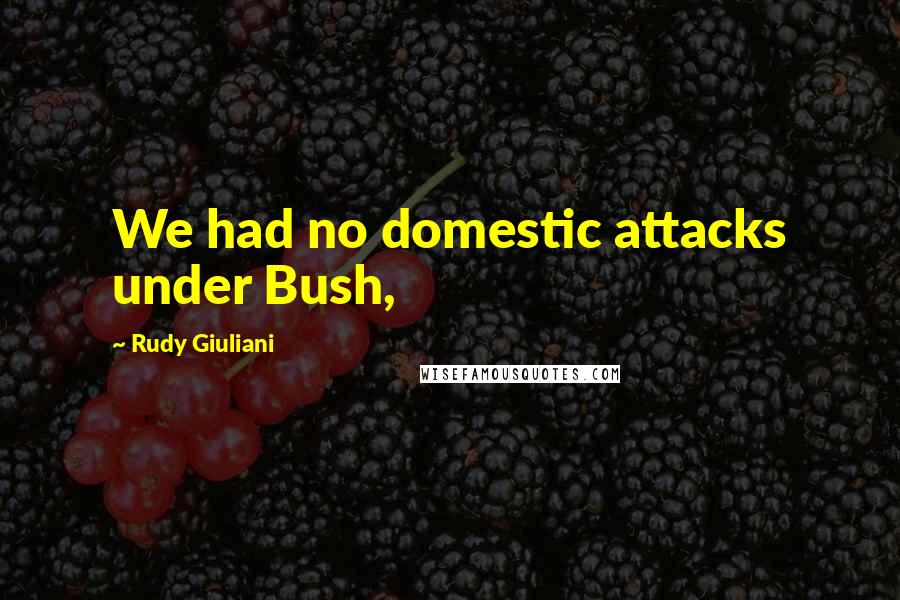 Rudy Giuliani Quotes: We had no domestic attacks under Bush,