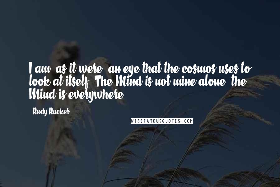 Rudy Rucker Quotes: I am, as it were, an eye that the cosmos uses to look at itself. The Mind is not mine alone; the Mind is everywhere.