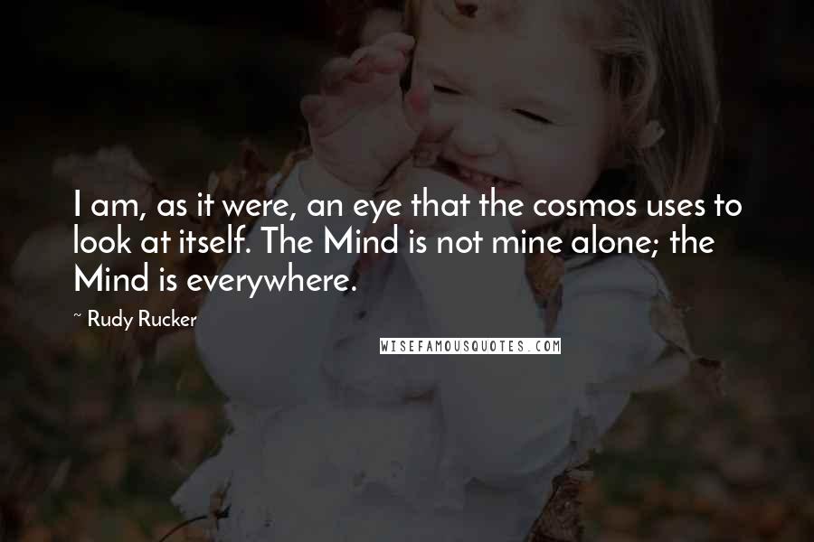 Rudy Rucker Quotes: I am, as it were, an eye that the cosmos uses to look at itself. The Mind is not mine alone; the Mind is everywhere.