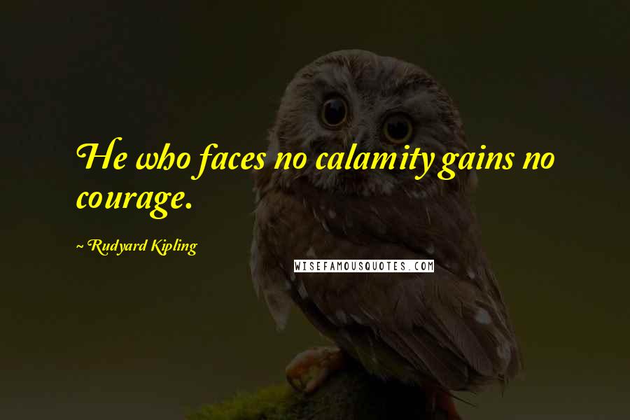 Rudyard Kipling Quotes: He who faces no calamity gains no courage.