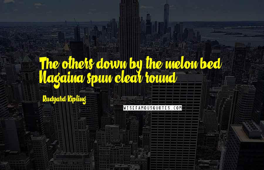 Rudyard Kipling Quotes: The others down by the melon bed. Nagaina spun clear round,