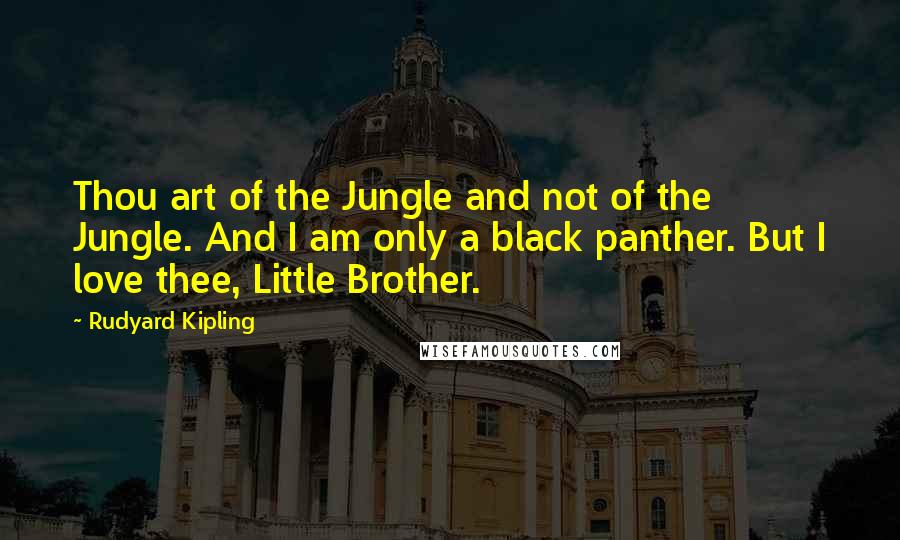 Rudyard Kipling Quotes: Thou art of the Jungle and not of the Jungle. And I am only a black panther. But I love thee, Little Brother.