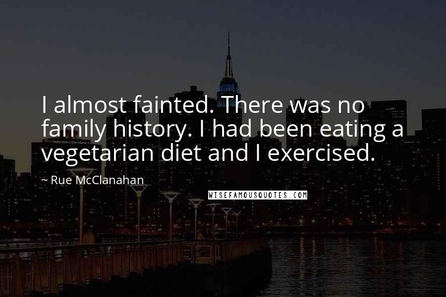 Rue McClanahan Quotes: I almost fainted. There was no family history. I had been eating a vegetarian diet and I exercised.