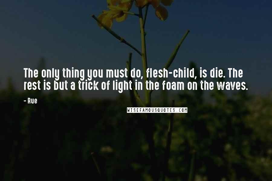 Rue Quotes: The only thing you must do, flesh-child, is die. The rest is but a trick of light in the foam on the waves.