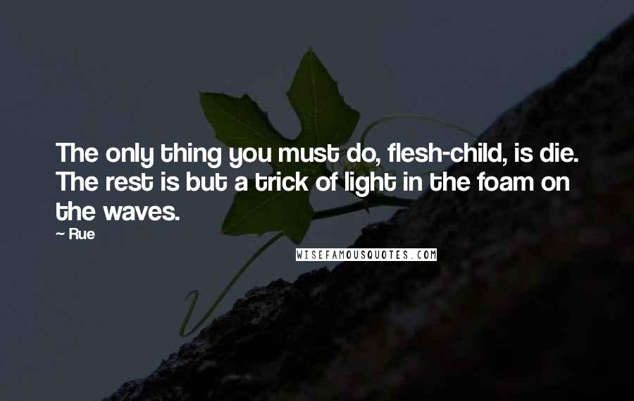 Rue Quotes: The only thing you must do, flesh-child, is die. The rest is but a trick of light in the foam on the waves.