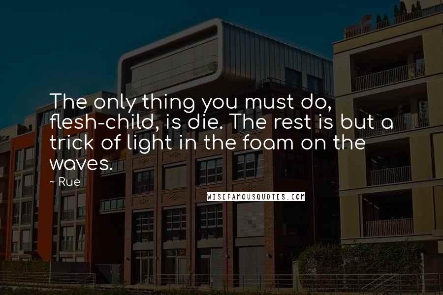 Rue Quotes: The only thing you must do, flesh-child, is die. The rest is but a trick of light in the foam on the waves.