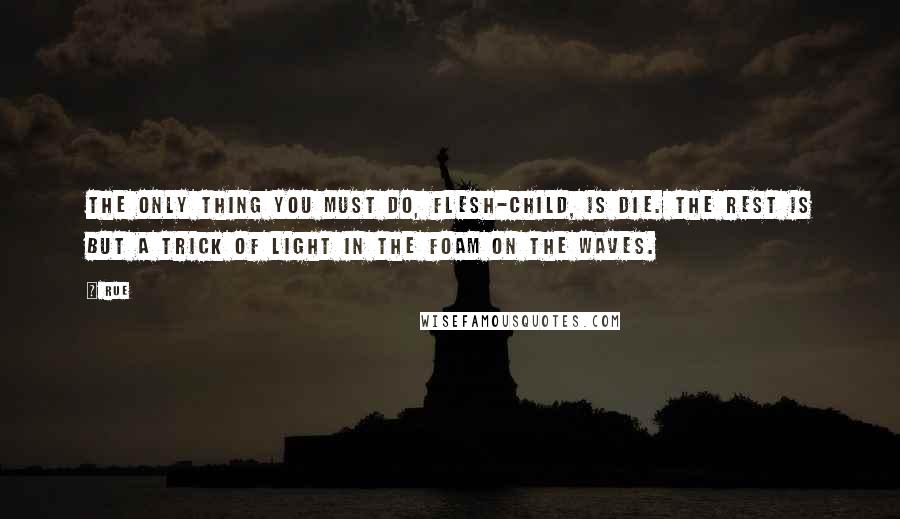 Rue Quotes: The only thing you must do, flesh-child, is die. The rest is but a trick of light in the foam on the waves.