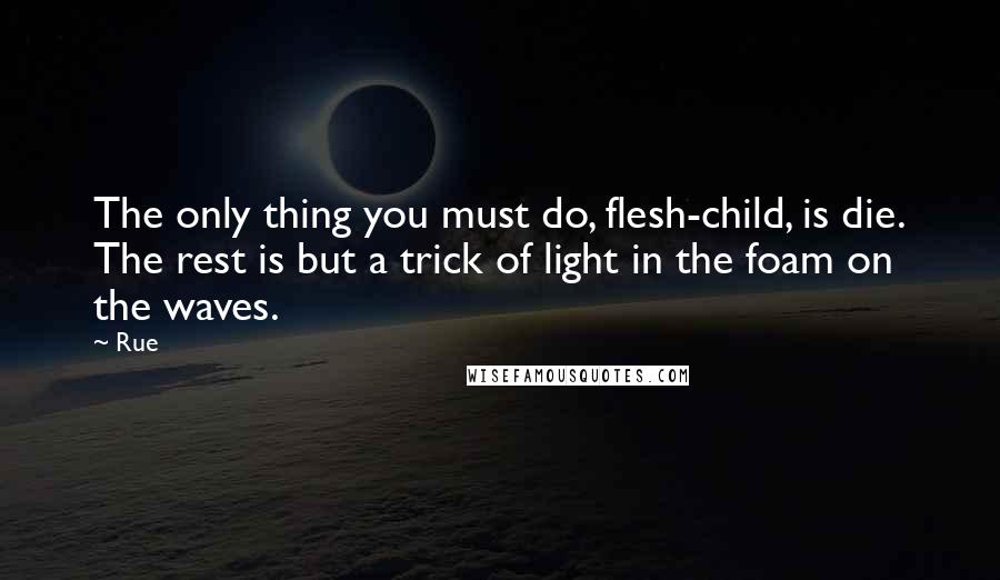 Rue Quotes: The only thing you must do, flesh-child, is die. The rest is but a trick of light in the foam on the waves.