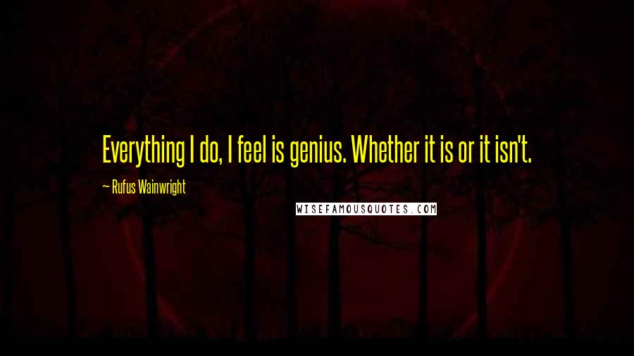 Rufus Wainwright Quotes: Everything I do, I feel is genius. Whether it is or it isn't.