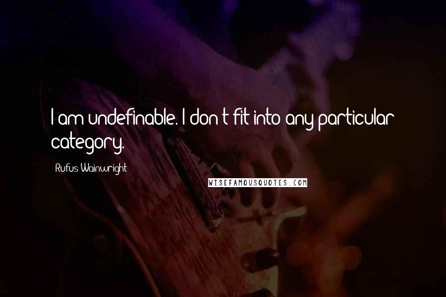 Rufus Wainwright Quotes: I am undefinable. I don't fit into any particular category.