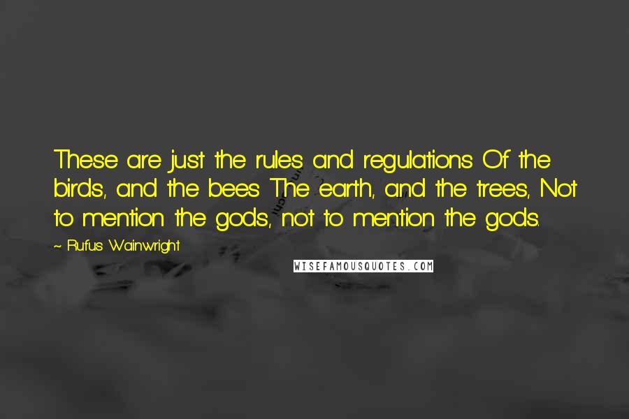 Rufus Wainwright Quotes: These are just the rules and regulations Of the birds, and the bees The earth, and the trees, Not to mention the gods, not to mention the gods.