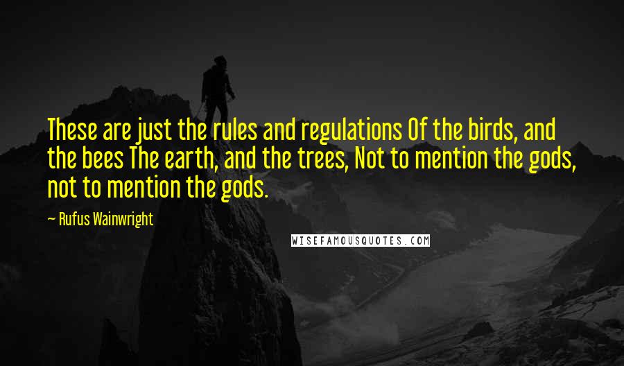 Rufus Wainwright Quotes: These are just the rules and regulations Of the birds, and the bees The earth, and the trees, Not to mention the gods, not to mention the gods.