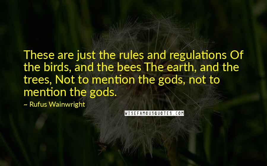 Rufus Wainwright Quotes: These are just the rules and regulations Of the birds, and the bees The earth, and the trees, Not to mention the gods, not to mention the gods.