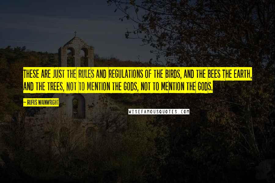 Rufus Wainwright Quotes: These are just the rules and regulations Of the birds, and the bees The earth, and the trees, Not to mention the gods, not to mention the gods.