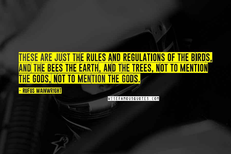 Rufus Wainwright Quotes: These are just the rules and regulations Of the birds, and the bees The earth, and the trees, Not to mention the gods, not to mention the gods.