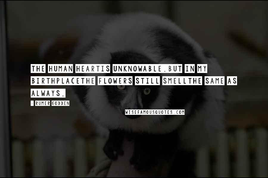 Rumer Godden Quotes: The human heartIs unknowable.But in my birthplaceThe flowers still smellThe same as always.