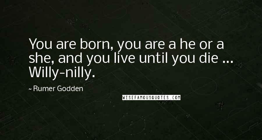 Rumer Godden Quotes: You are born, you are a he or a she, and you live until you die ... Willy-nilly.