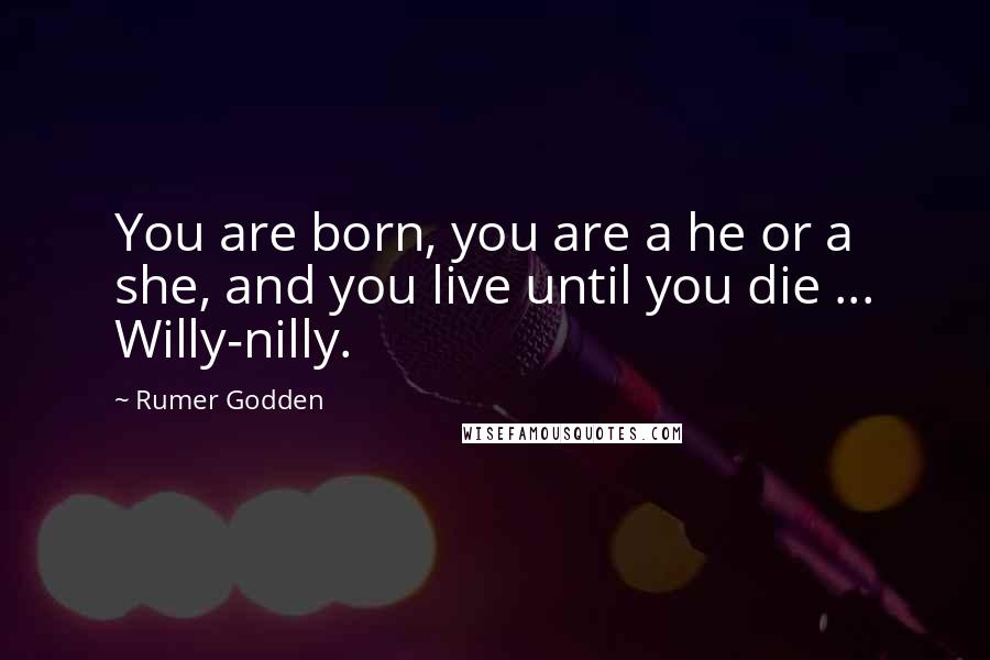 Rumer Godden Quotes: You are born, you are a he or a she, and you live until you die ... Willy-nilly.