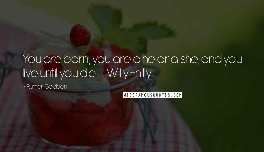 Rumer Godden Quotes: You are born, you are a he or a she, and you live until you die ... Willy-nilly.